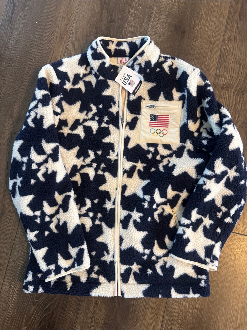 USA Olympic Kids' Navy & White Star Sherpa Jacket